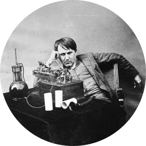 Edison, with an early phonograph